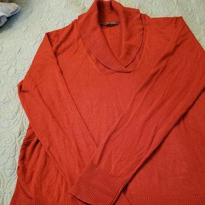 SUZY SHIER RUST SWEATER WITH COLLAR DETAIL